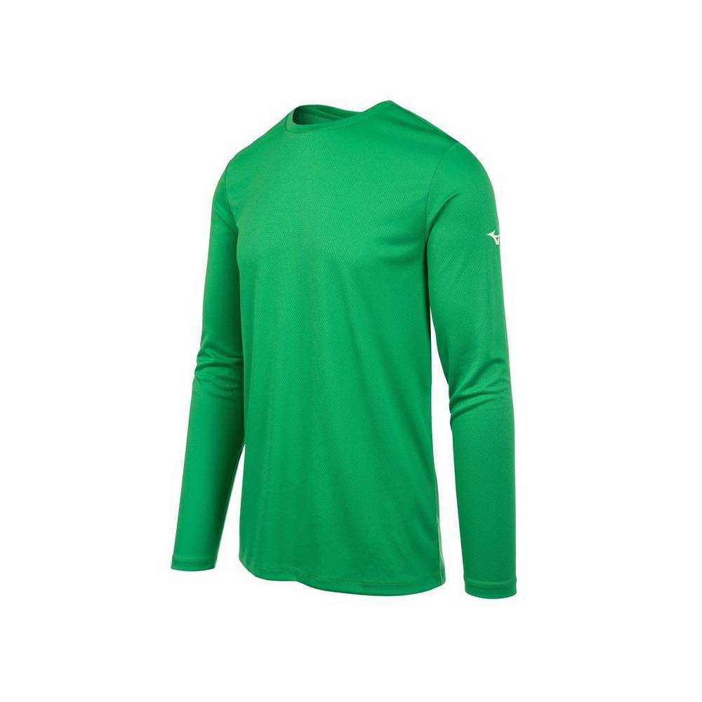 Camiseta Mizuno Long Sleeve - Homem - Verdes - NALTH3468